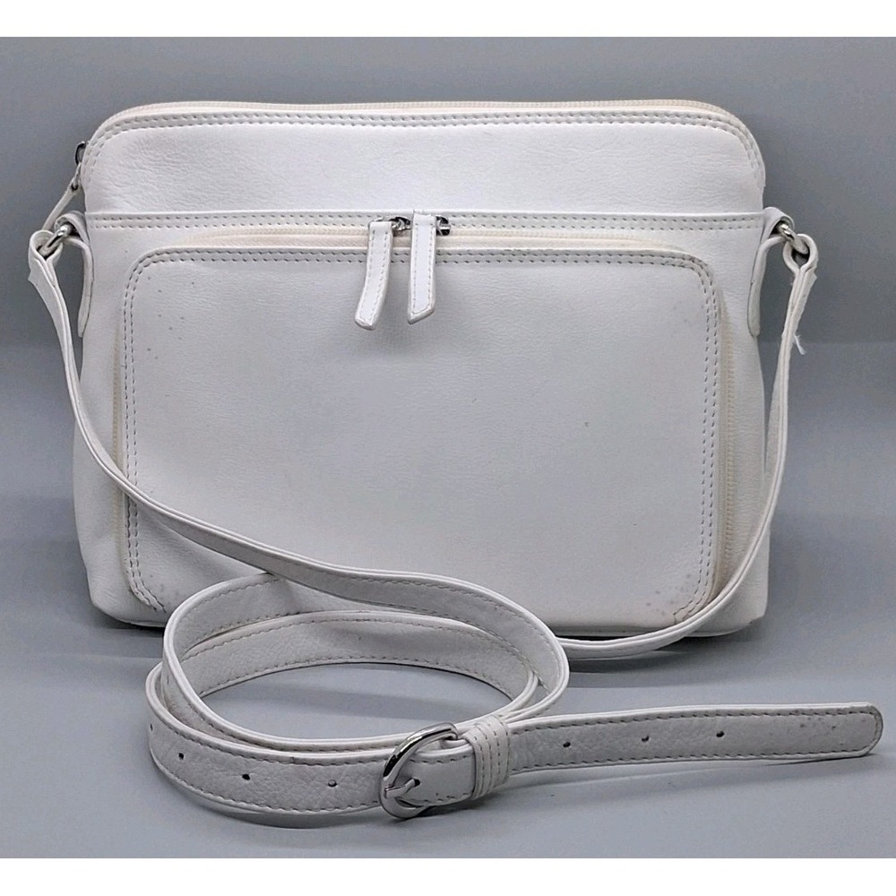 ili New York Genuine Leather Crossbody RFID Blocking Organizer Off White  $129